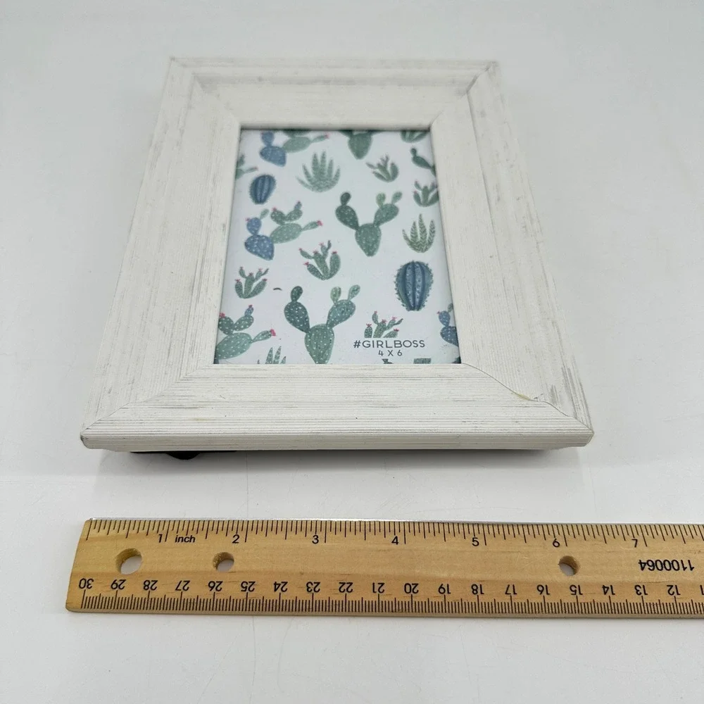Girl Boss White Distressed‎ Wood Picture Frame 4x6 Farmhouse Rustic Decor